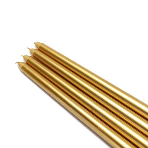 CEZ-085-12 12 in. Taper Candles&#44; Metallic Gold - 144 Piece