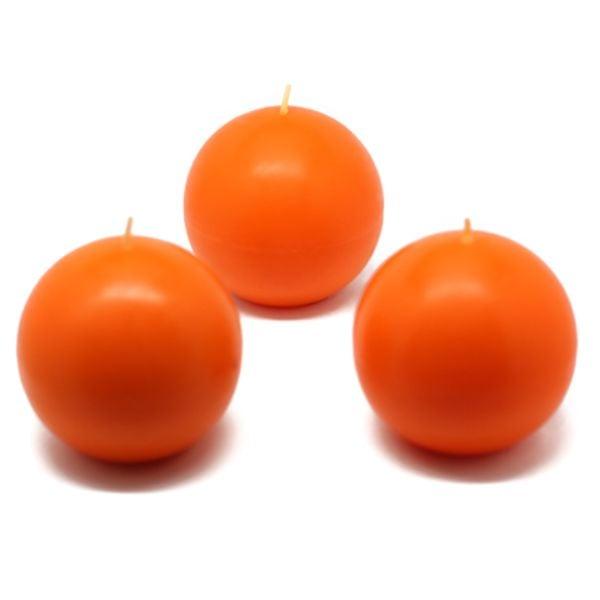 CBZ-018-6 3 in. Ball Candles, Orange - 36 Piece