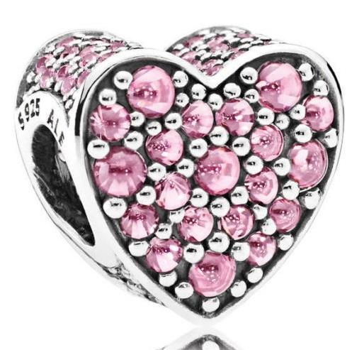 Pink Dazzling Heart Charm