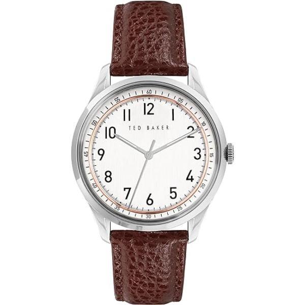 BKPDQS109 40 mm Timeless Daiquiri Silver Dial Mens Watch, Brown Strap