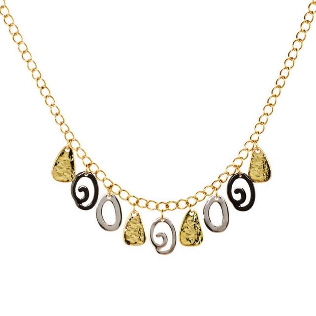 Cast Tri Tone Drape Necklace - tri tone