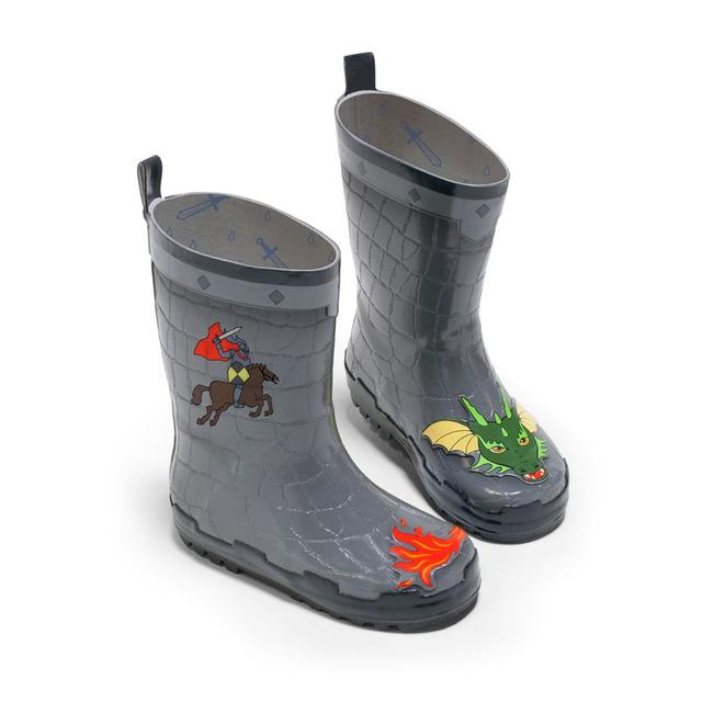 BOOT-KNIGHT 7 Natural Rubber Grey Dragon Knight Rain Boots - Size 7