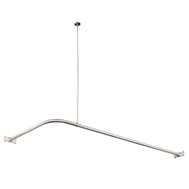 L-Shaped Shower Curtain Rod, Polished Nickel - 2.13 x 26.5 x 63 in.