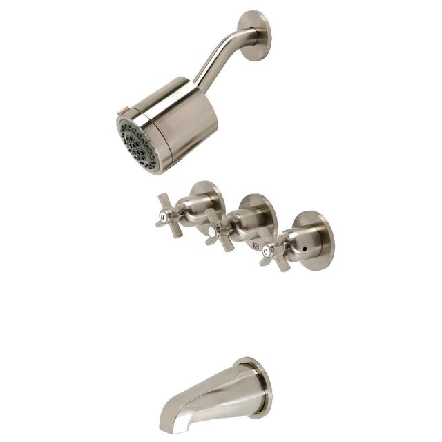 Millennium Three-Handle Tub & Shower Faucet, Brushed Nickel