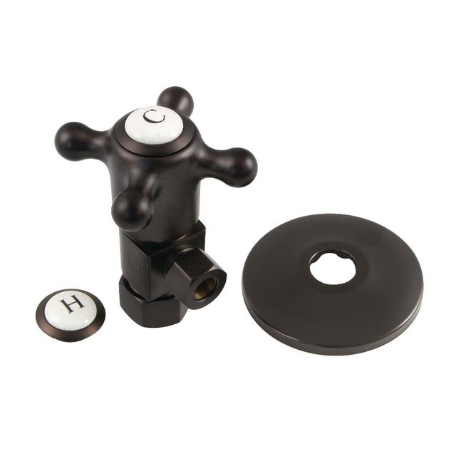 0.63 in. O.D. x 0.38 in. O.D. Anti-Seize Deluxe Quarter Turn Ceramic Hardisc Cartridge Angle Stop with Flange, Oil Rubbed Bronze