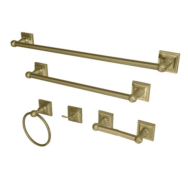Serano Bathroom Accessory Set, Brushed Brass - 5 Piece
