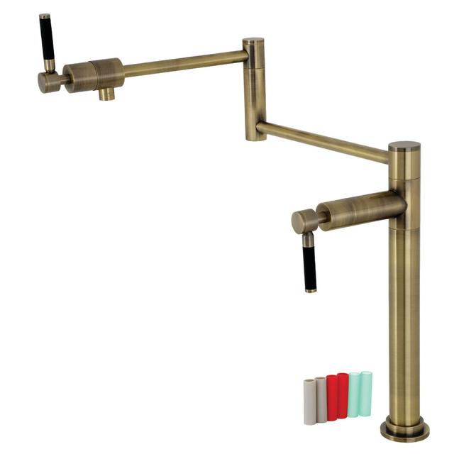 KS4703DKL 20.31 in. Kaiser Deck Mount Pot Filler, Antique Brass