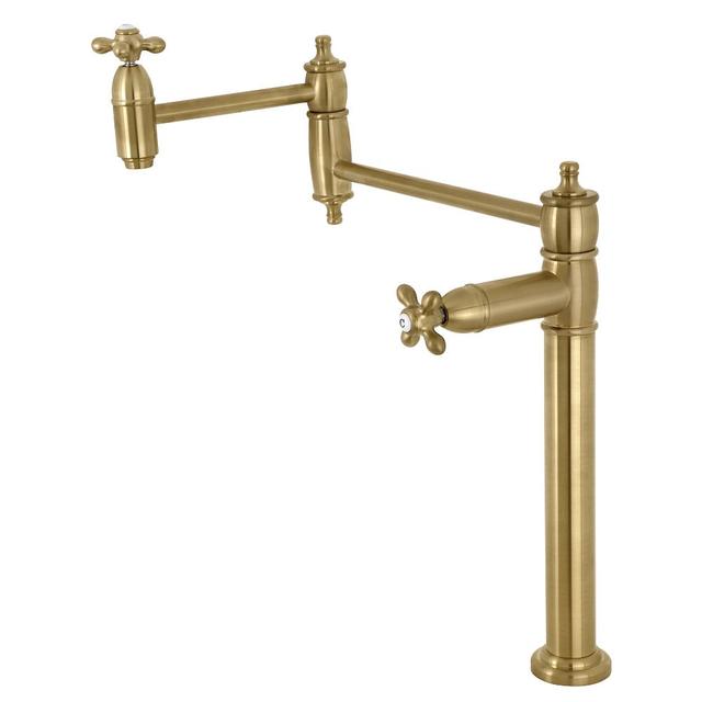 KS3707AX 18.38 in. Restoration Deck Mount Pot Filler, Brushed Brass