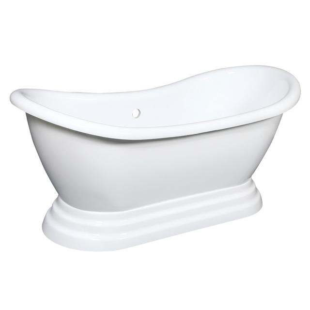 60 in. Aqua Eden Acrylic Double Slipper Pedestal Tub&#44; Glossy White