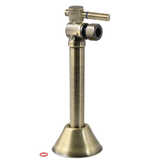 0.5 in. Sweat x 0.375 in. OD Compression Angle Shut Off Valve with 5 in. Extension&#44; Antique Brass