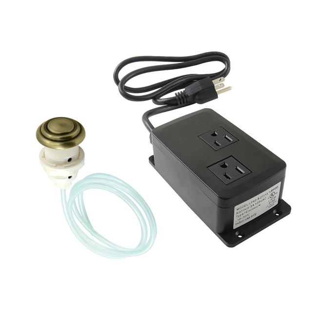 KATDK31AB Gourmetier Dual Outlet Garbage Disposal Air Switch Kit, Antique Brass