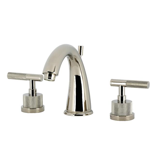 KS2966KNL 16 x 5.53 x 6.18 in. Convergent Widespread Bathroom Faucet with Knurled Handle & Brass Pop-Up - Polished Nickel