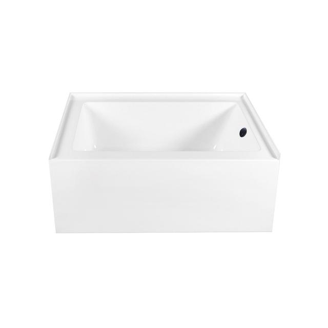 CVTAP603222R0 60 x 32 x 21.62 in. Acrylic Rectangular 3-Wall Alcove Tub Combo with Waste & Overflow Drain, Glossy White & Matte Black