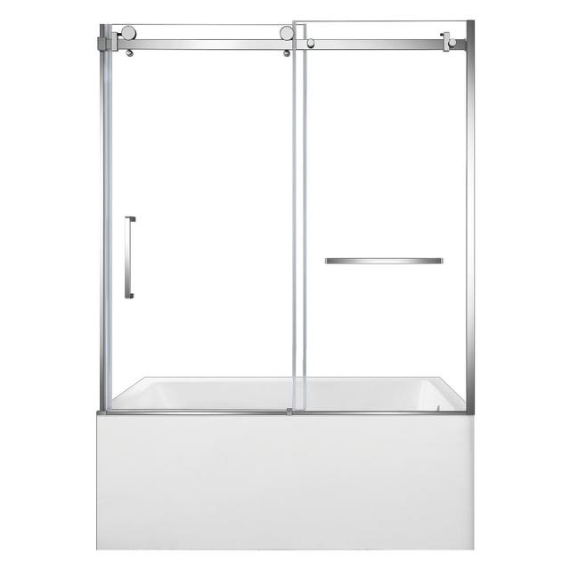KVTAP6032R22C1 Acrylic Rectangular 3-Wall Anti-Skid Alcove Tub Combo with Tub Door - White & Polished Chrome