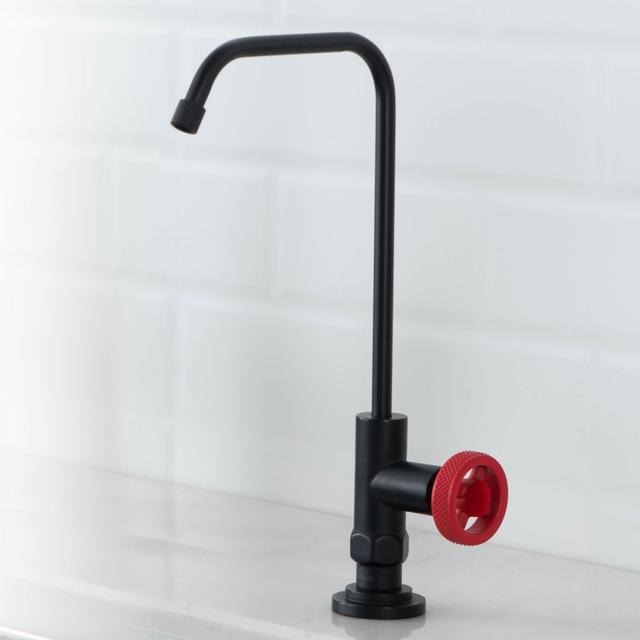 Urbix Drinking Water Dispenser Beverage Kitchen Faucet, Matte Black & Red