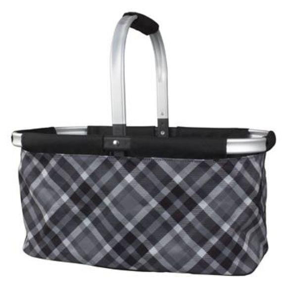 CC010GPB Plaid Folding Picnic Basket, Gray