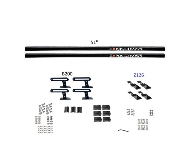 8009686BK 51 in. Solid Black B200-Z126 Crossbars&#44; Set of 2