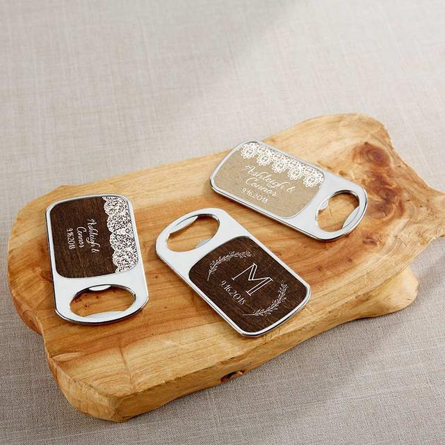 11141NA-NRW Personalized Silver Bottle Opener - Rustic Charm Wedding
