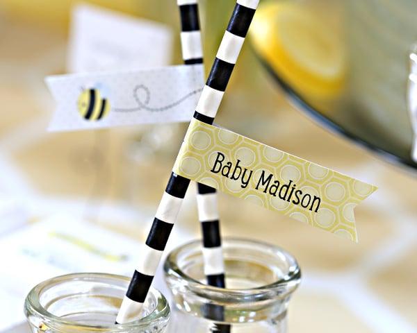 31333NA Kates Sweet as Can Bee Personalized Party Straw Flags