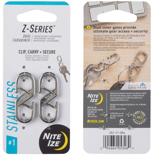 Nite Ize 330945 No.1 Z Series Dual Carabiner - Pack of 2