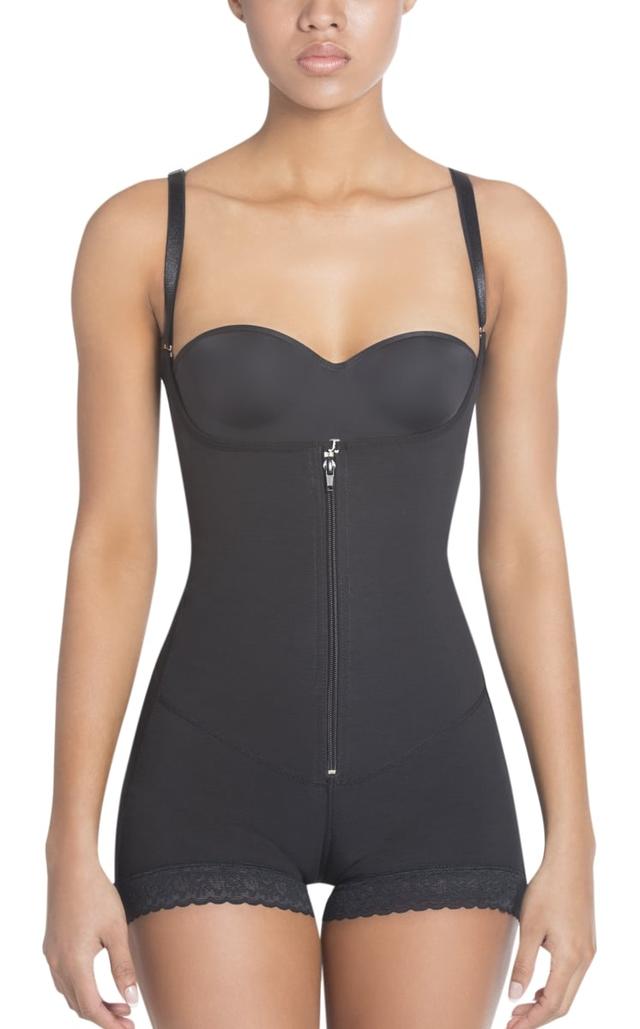 Extra- Strength Compression  Slimming Braless Body Shaper Briefs with Latex -  Black 2XL