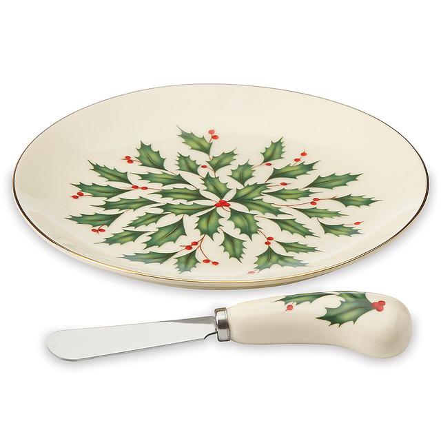 863652 Holiday Cheese Plate with Knife