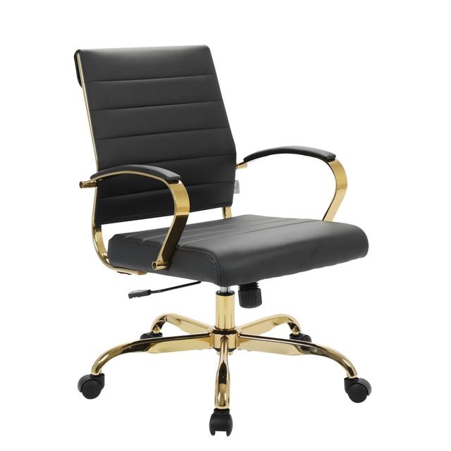 BOG19BLL Benmar Leather Office Chair with Gold Frame, Black