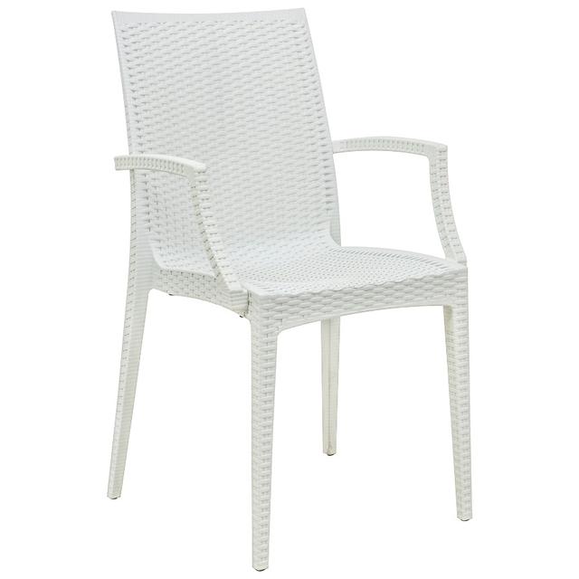 MCA19W 35 x 16 in. Weave Mace Indoor & Outdoor Chair with Arms&#44; White