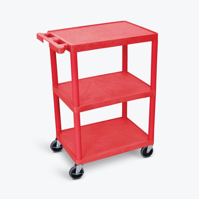 3 Shelves Structural Foam Plastic Utility Cart&#44; Red