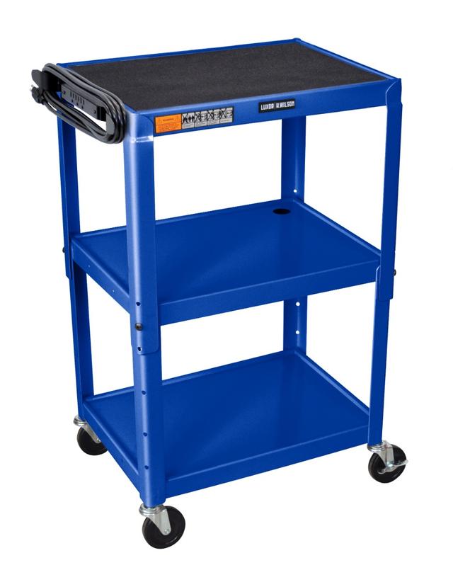 Adjustable-Height Steel Utility Cart&#44; Royal Blue