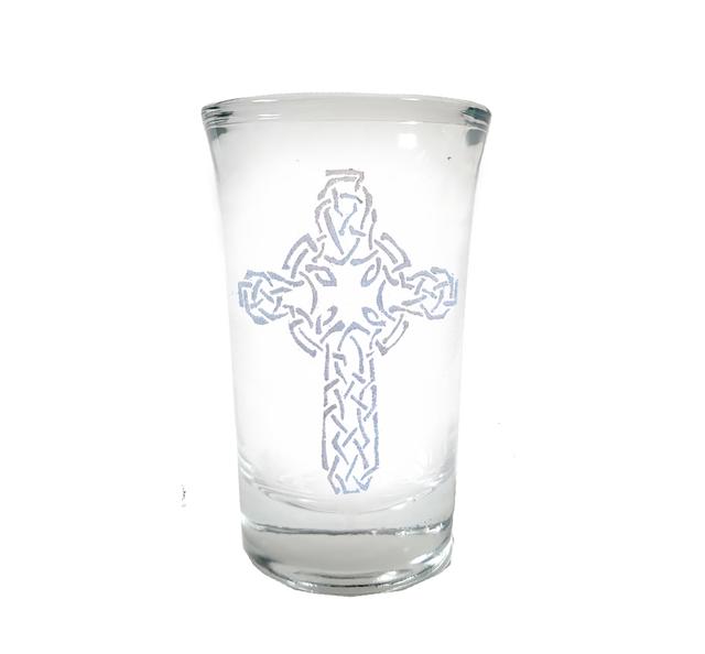 SHCR02 1.5 oz Celtic Cross Engraved Shot Glass