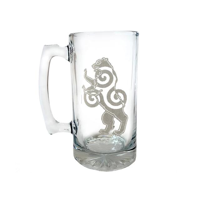 16 oz Celtic Bear Engraved Stein Glass
