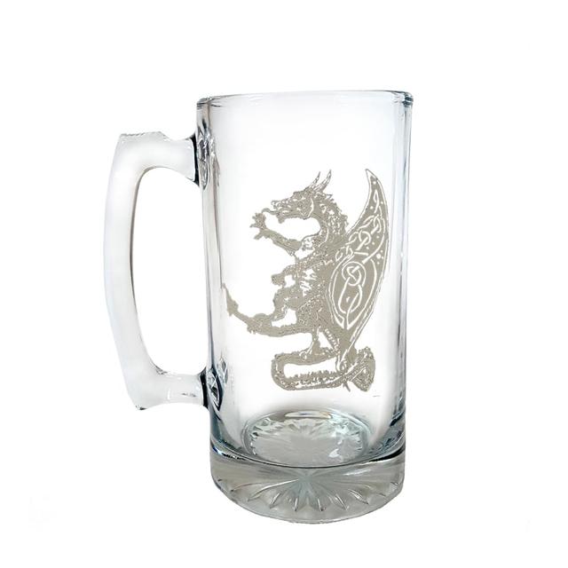 16 oz Celtic Dragon Engraved Stein Glass