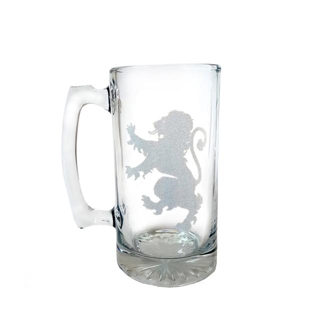16 oz Lion Rampant Engraved Stein Glass