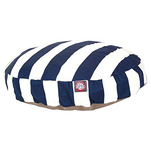 MajesticPet 788995506188 30 in. Vertical Stripe Round Pet Bed, Navy Blue - Small