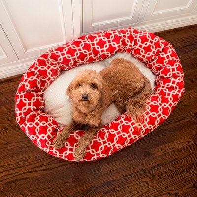 MajesticPet 788995542308 32 in. Links Sherpa Donut Pet Bed, Red