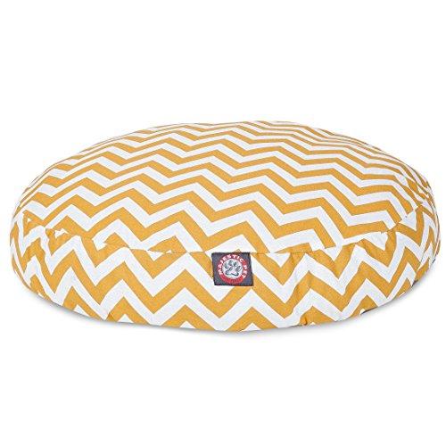MajesticPet 788995510253 42 in. Zig Zag Round Pet Bed, Yellow - Large