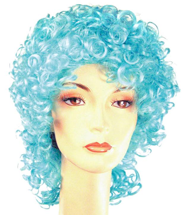 LW143ROBU Curly Clown Disc Long Royal Blue Wig Costume