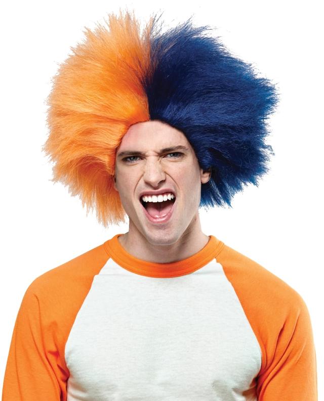 Sports Fun Navy Blue Orange Wig Costume