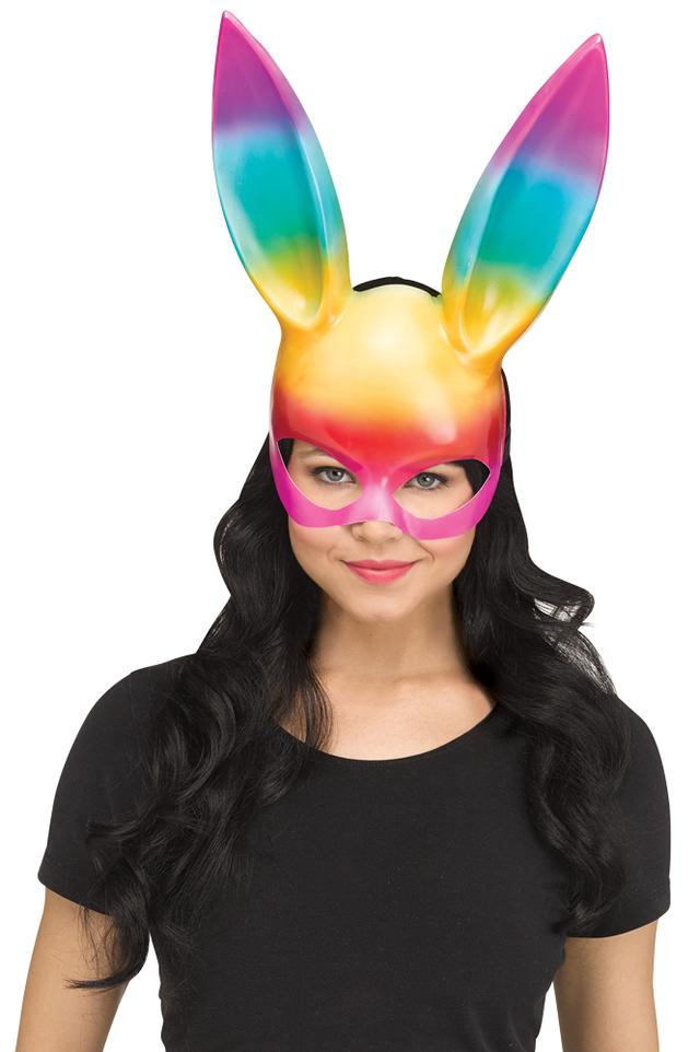 Glitter Bunny Mask - Rainbow
