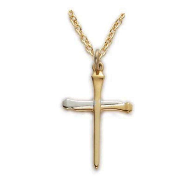 18 in. Chain Gold Over Sterling Silver Nail Cross Boxed