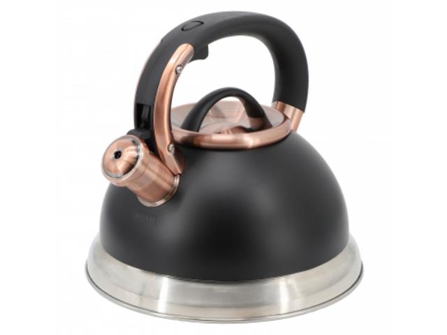 143792.01 2.2 qt. Flintshire Stainless Steel Whistling Tea Kettle, Black
