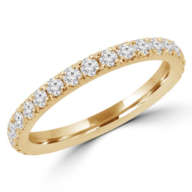 0.6 CTW Round Diamond Semi-Eternity Wedding Band Ring in 14K Yellow Gold - Size 3