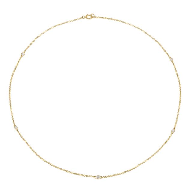 MDR210030 0.16 CTW Round Diamond Bezel Set Necklace in 14K Yellow Gold