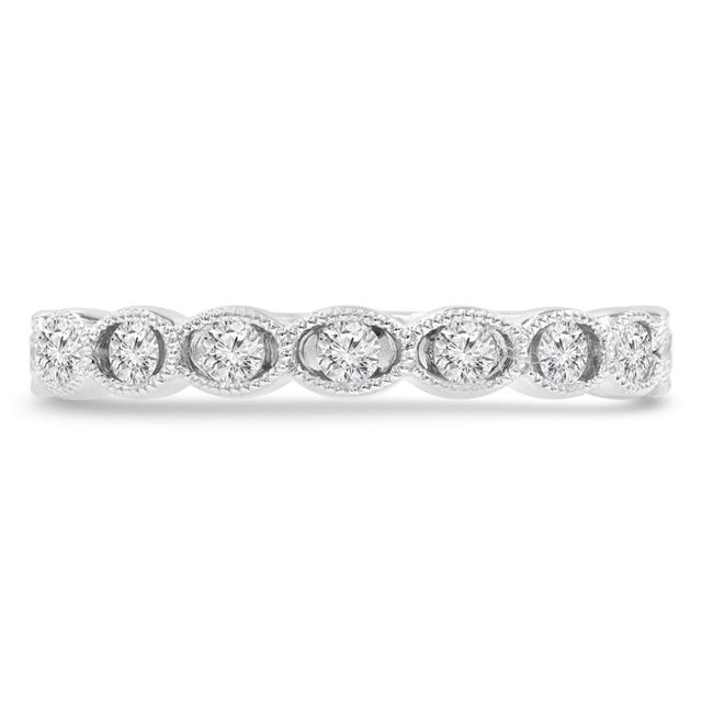 0.33 CTW Round Diamond Vintage Twisted Semi-Eternity Ring in 14K White Gold - Size 3.5