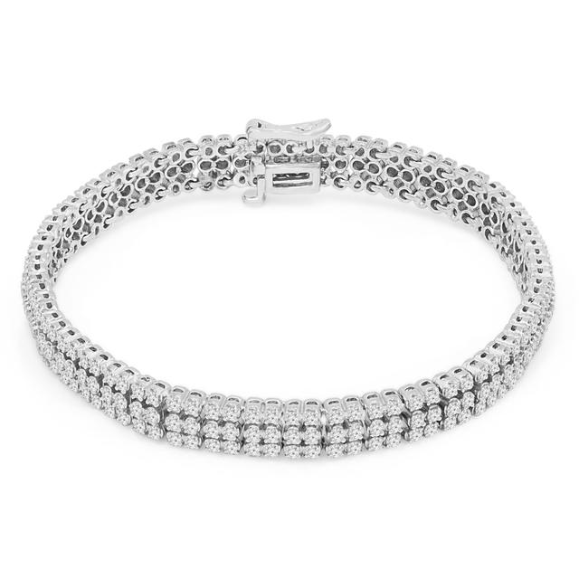 MD210029 2.9 CTW Round Diamond Three-Row Tennis Bracelet in 14K White Gold