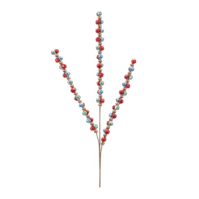 95148DS 33 in. Iron Sleigh Bell Spray, Red & Blue & Green - Set of 6