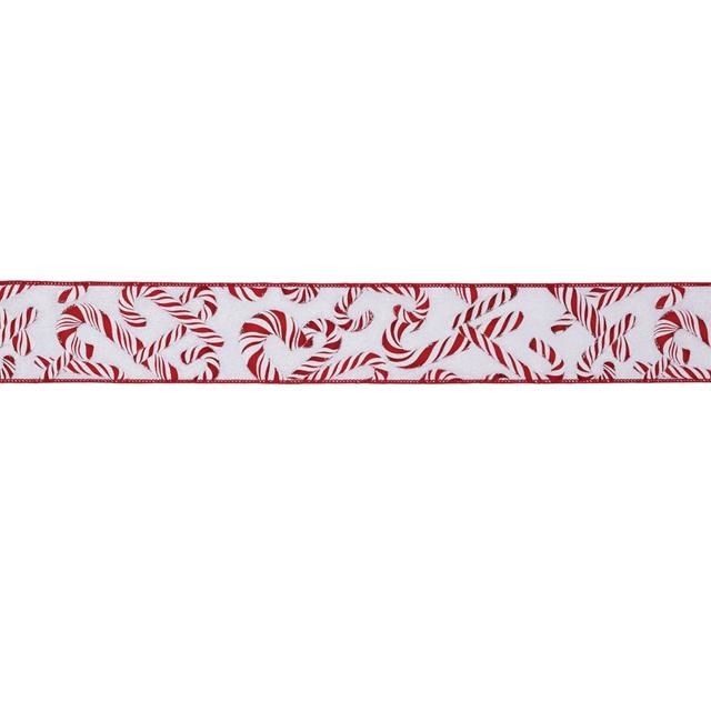 95880DS 2.5 in. x 10 yards Wired Polyester, Red & White - Set of 2