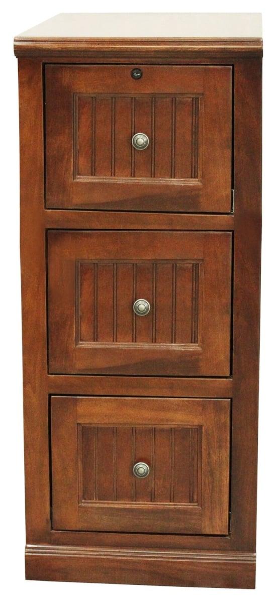 Poplar 3 Drawer File Cabinet&#44; European Red