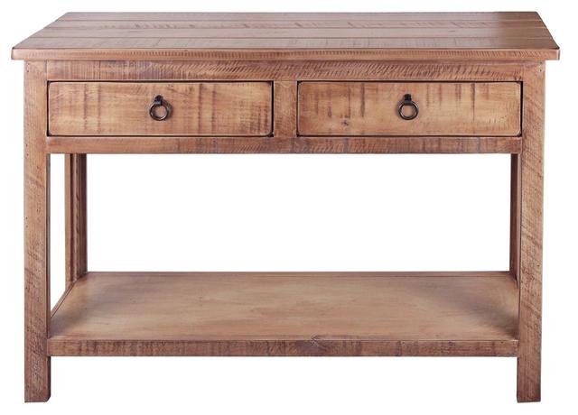 Rustic Sofa Table with 2 Drawers&#44; Rustic Aquamarine